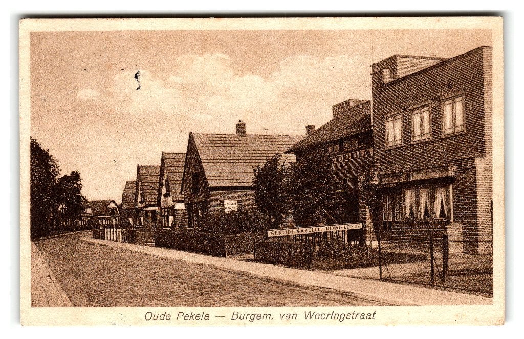Oude Pekela, Burgem. van Weeringstraat - Treinstempel, Verzamelen, Ophalen of Verzenden, 1920 tot 1940, Gelopen, Groningen