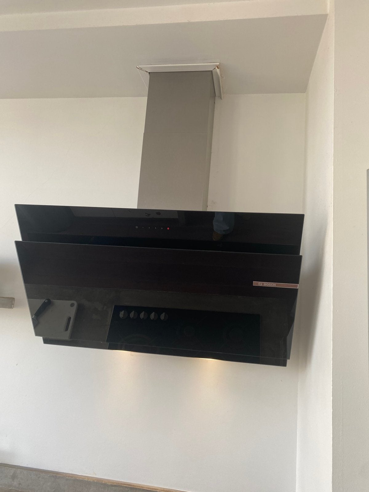 Bosch Serie 6 afzuigkap 90 cm – DWK97JM60  zwart glas ZGAN, Ophalen, Wandschouwkap, Motor, Zo goed als nieuw