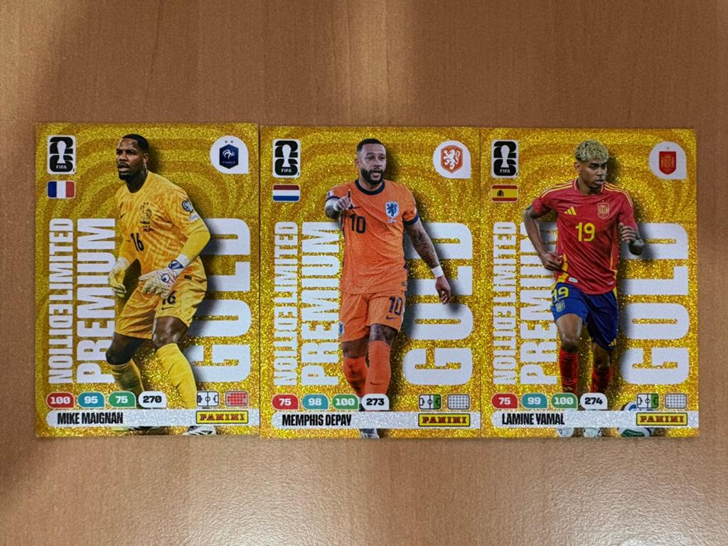 3 Premium Limited Edition cards Panini FIFA World Cup 2026, Ophalen of Verzenden, Nieuw, Meerdere plaatjes