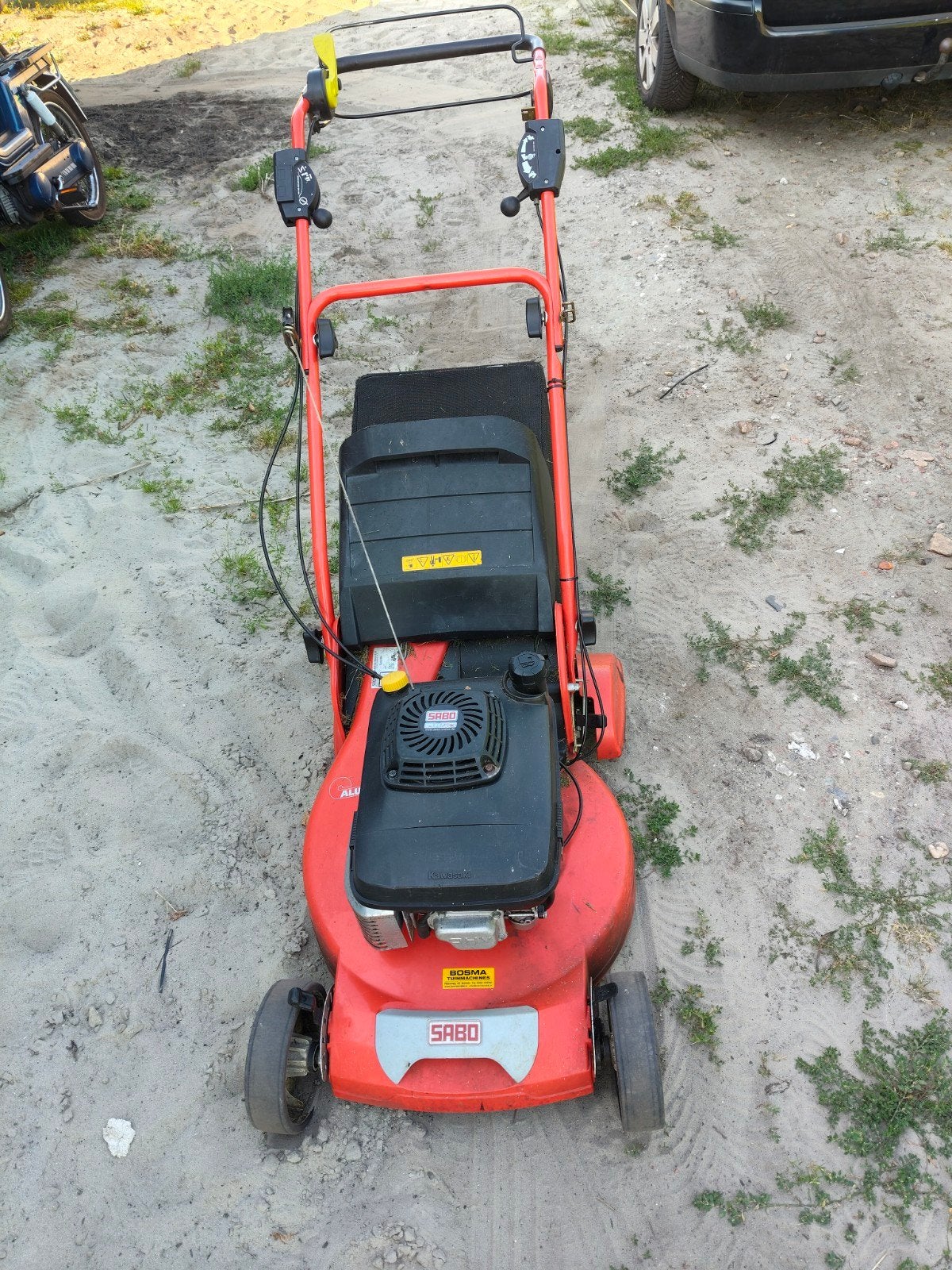 sabo grasmaaier met Kawasaki motor, Ophalen of Verzenden, Gebruikt, 50 cm of meer