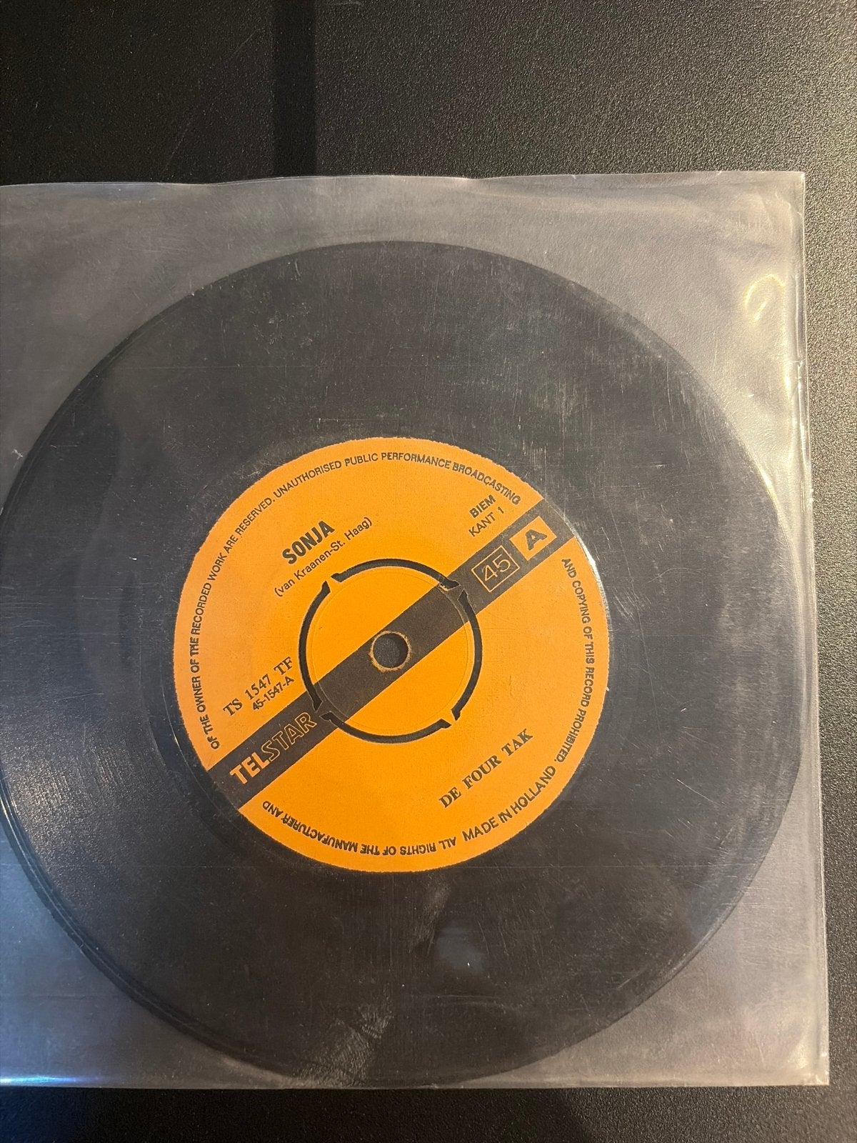 De Four Tak - Sonja (Telstar 45 toeren single), Gebruikt, 7 inch, Ophalen of Verzenden, EP
