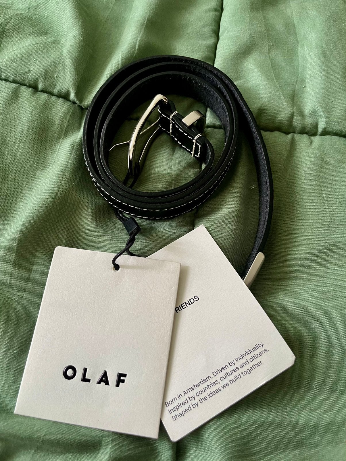 Olaf Hussein leather belt riem 85 cm new ds, Verzenden, Riem of Ceintuur, Echt leder, Zwart