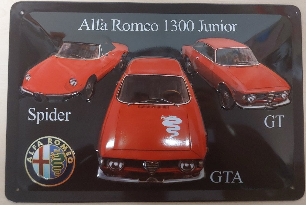 Alfa Romeo 1300 Junior relief reclamebord van metaal deco, Verzamelen, Ophalen of Verzenden, Nieuw, Auto's