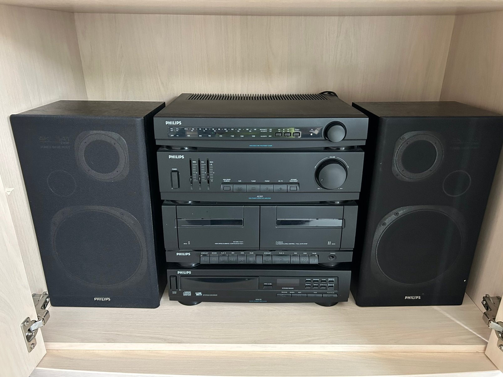 Philips Vintage HiFi Stereo Set AK630 / AS301 incl. Speakers, Ophalen, Zo goed als nieuw, Minder dan 500 watt