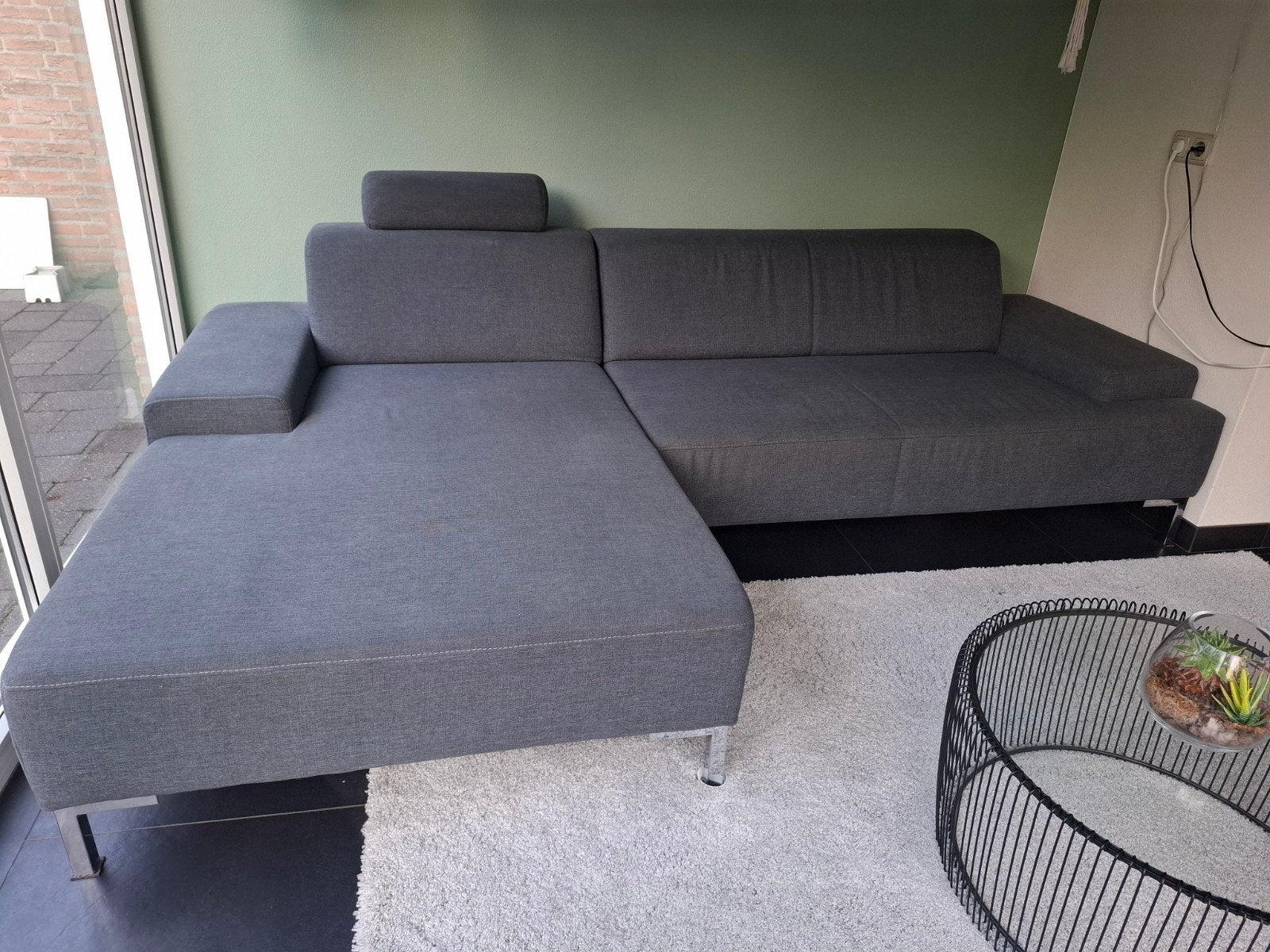 Nette antraciet loungebank merk Goossens, Ophalen, Zo goed als nieuw, Stof, Modern