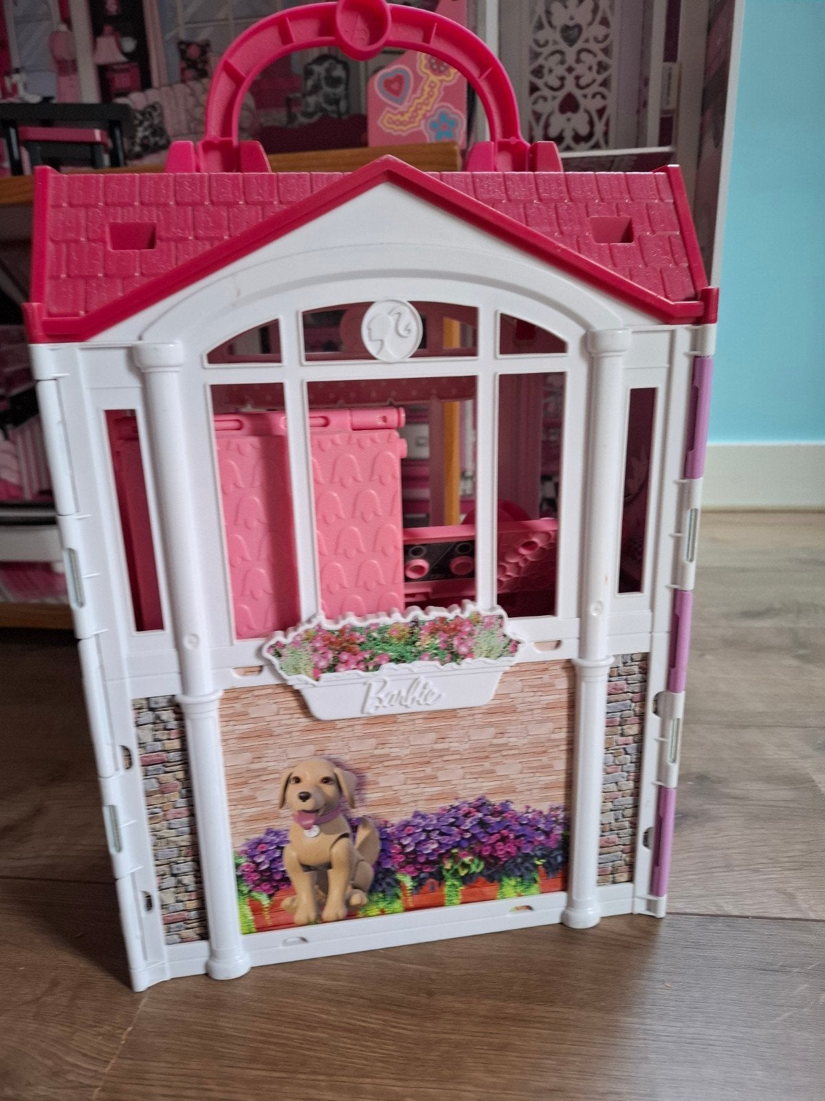 Barbie Huis Uitklapbaar - Draagbaar Poppenhuis, Ophalen of Verzenden, Gebruikt, Poppenhuis