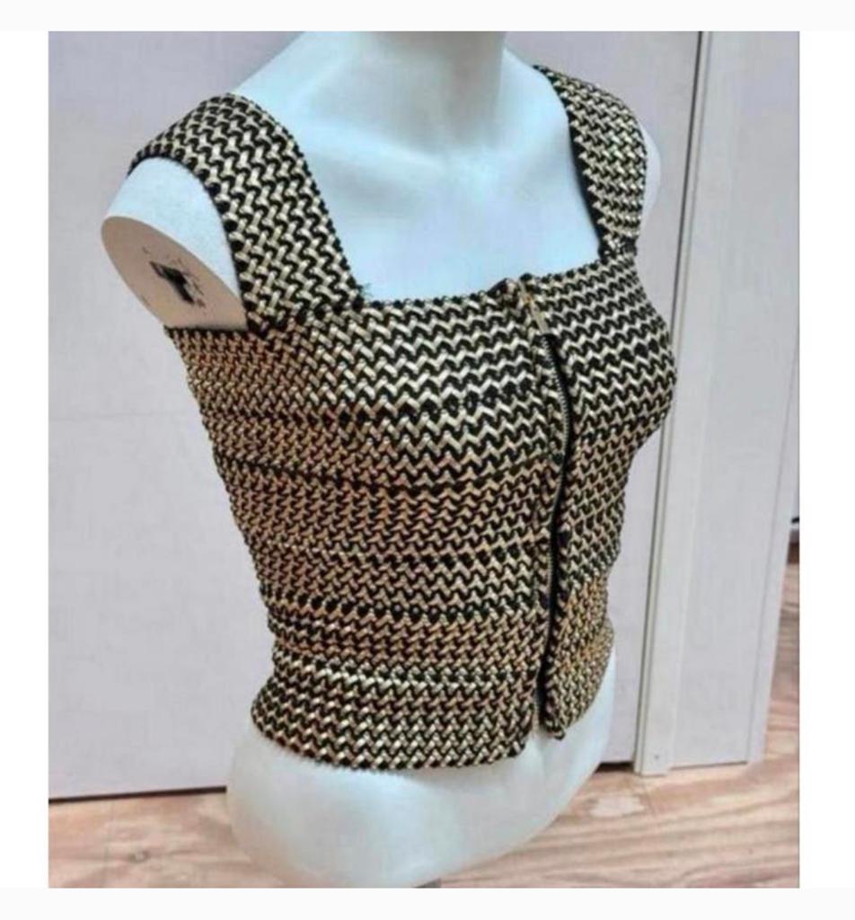 LM LULU - elastisch jurk mode topje S dames goud-zwart top, Overige kleuren, Ophalen of Verzenden, Zo goed als nieuw, H