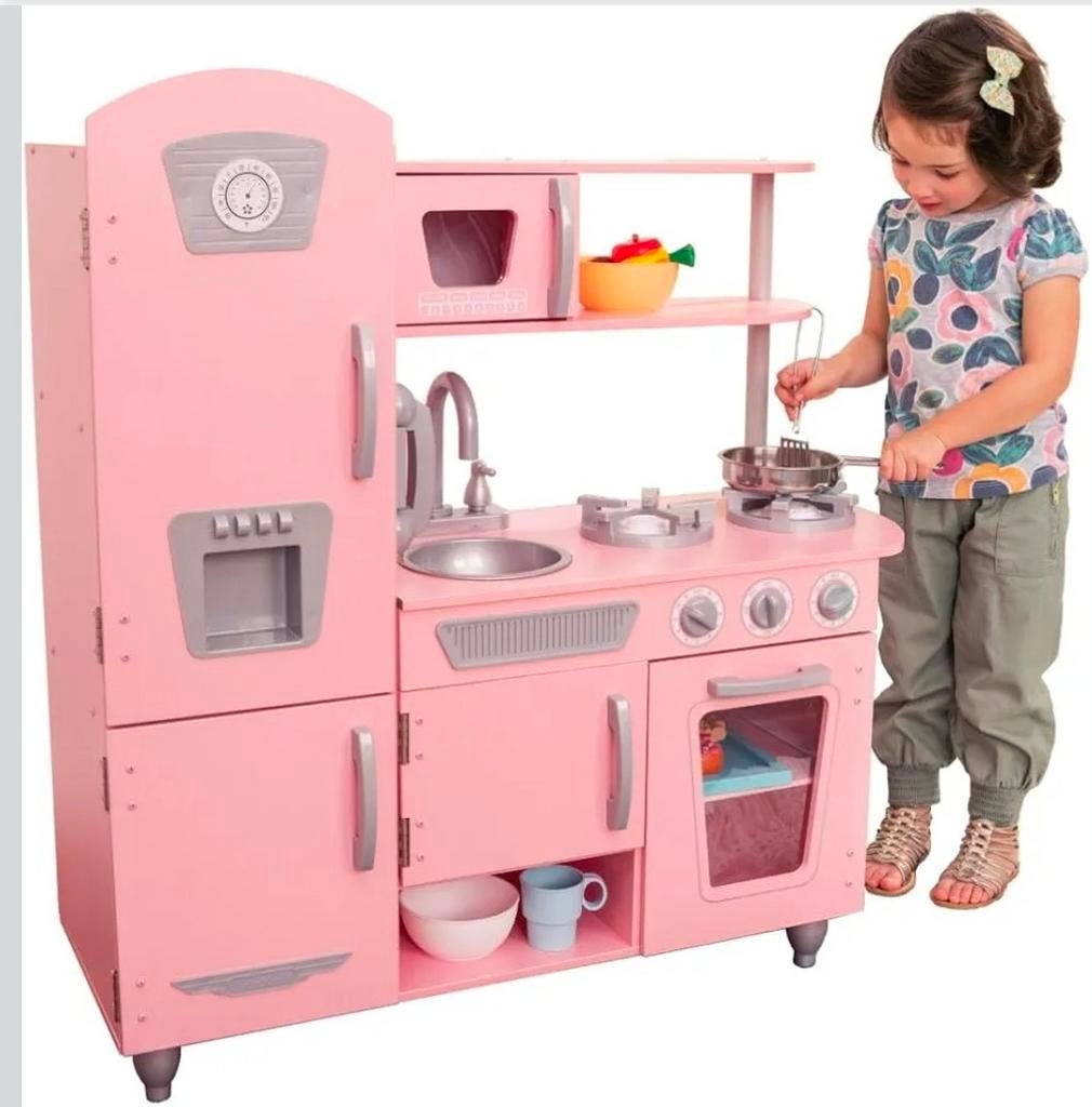 Roze speelkeuken met accessoires, Ophalen, Gebruikt