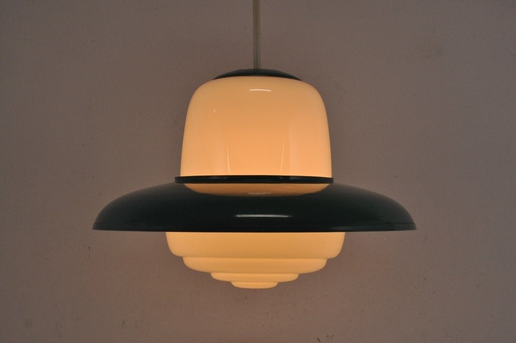 Vintage opaline hanglamp melkglas lamp jaren 40/50 BIJZONDER