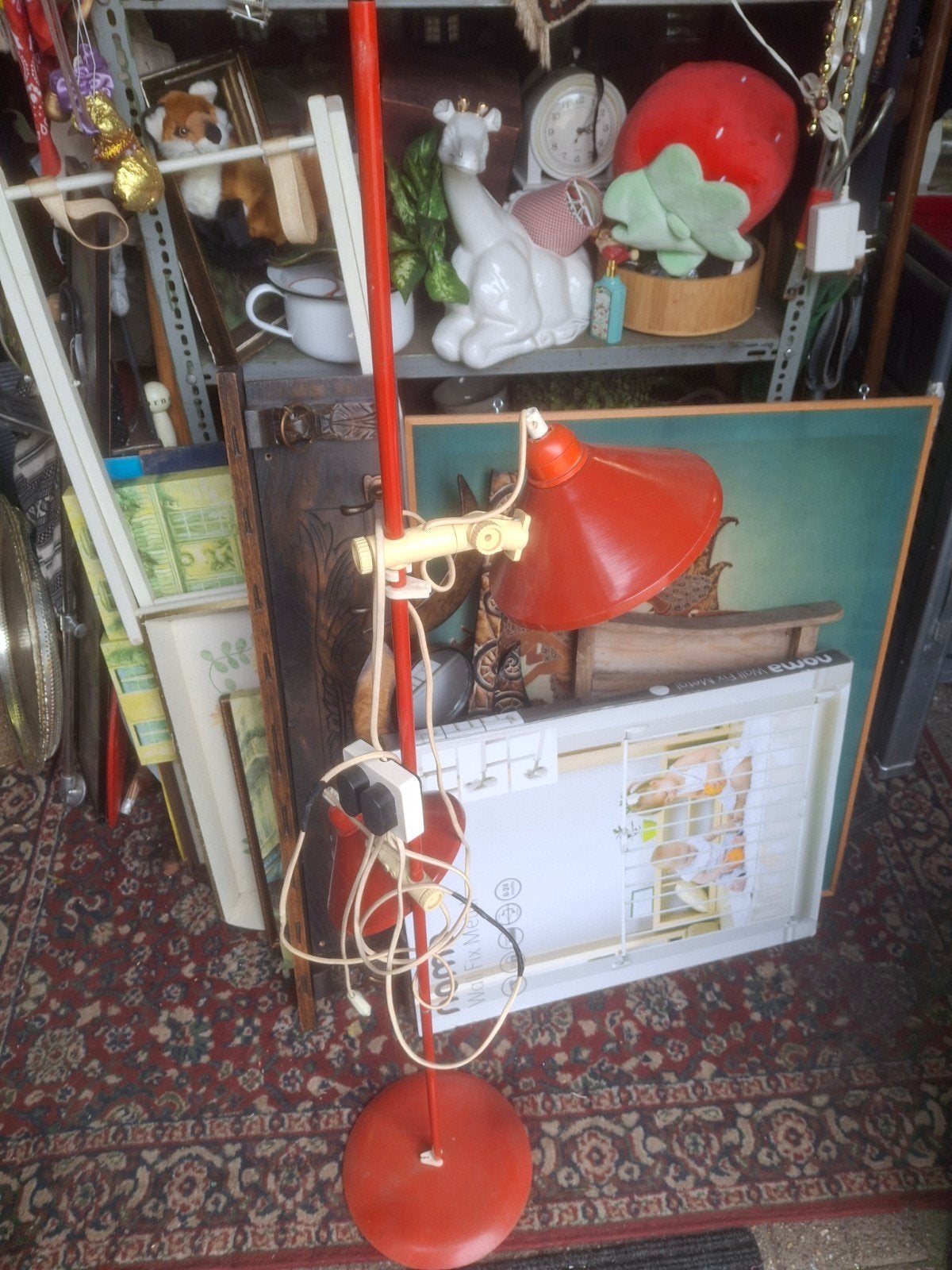 Vintage Waja Lamp - Rode Vloerlamp met Verstelbare Spot, Ophalen