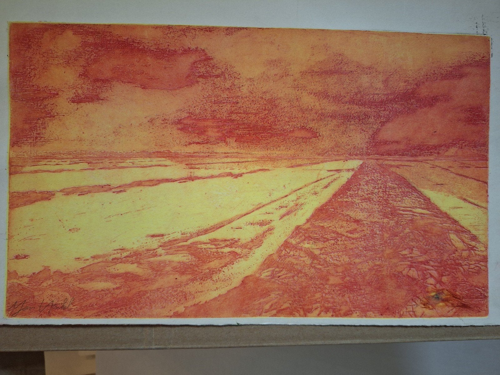 Ets Kustgezicht Jan Henkel, Ophalen of Verzenden, Origineel, Landschap, 1950 - 1999