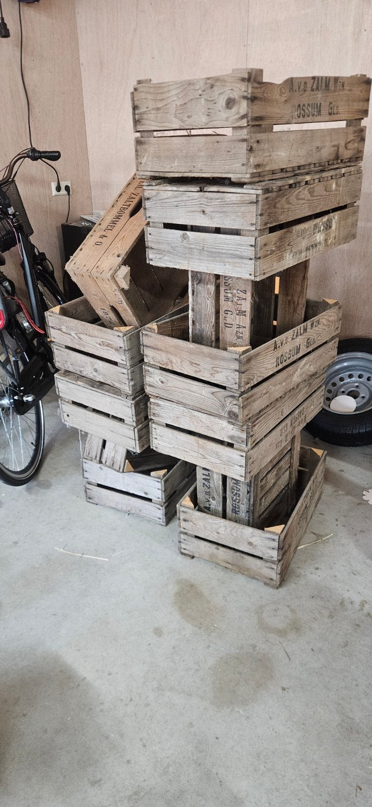 12 Houten Veilingkratten - Vintage Opslag en Decoratie, Gebruikt, 40 tot 60 cm, 50 tot 75 cm, Minder dan 35 cm