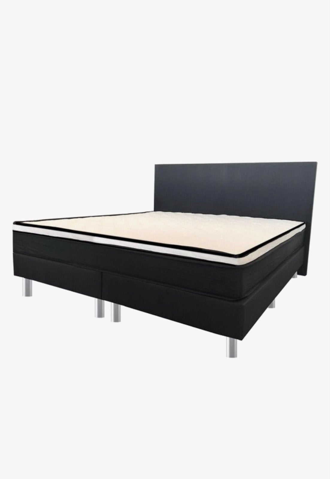 Zwarte Boxspring Twijfelaar 120x200 cm met Hoofdbord, Ophalen, Zwart, Zo goed als nieuw, Twijfelaar