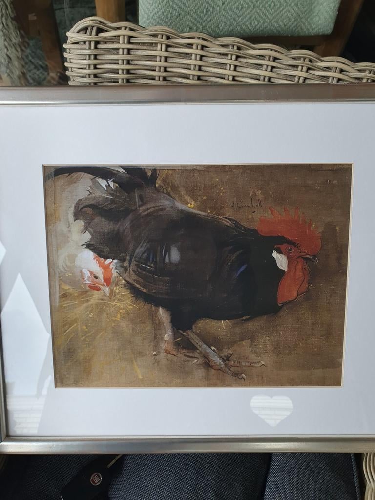 Ingelijste haan  - J. Crawhall schilderij, Ophalen of Verzenden