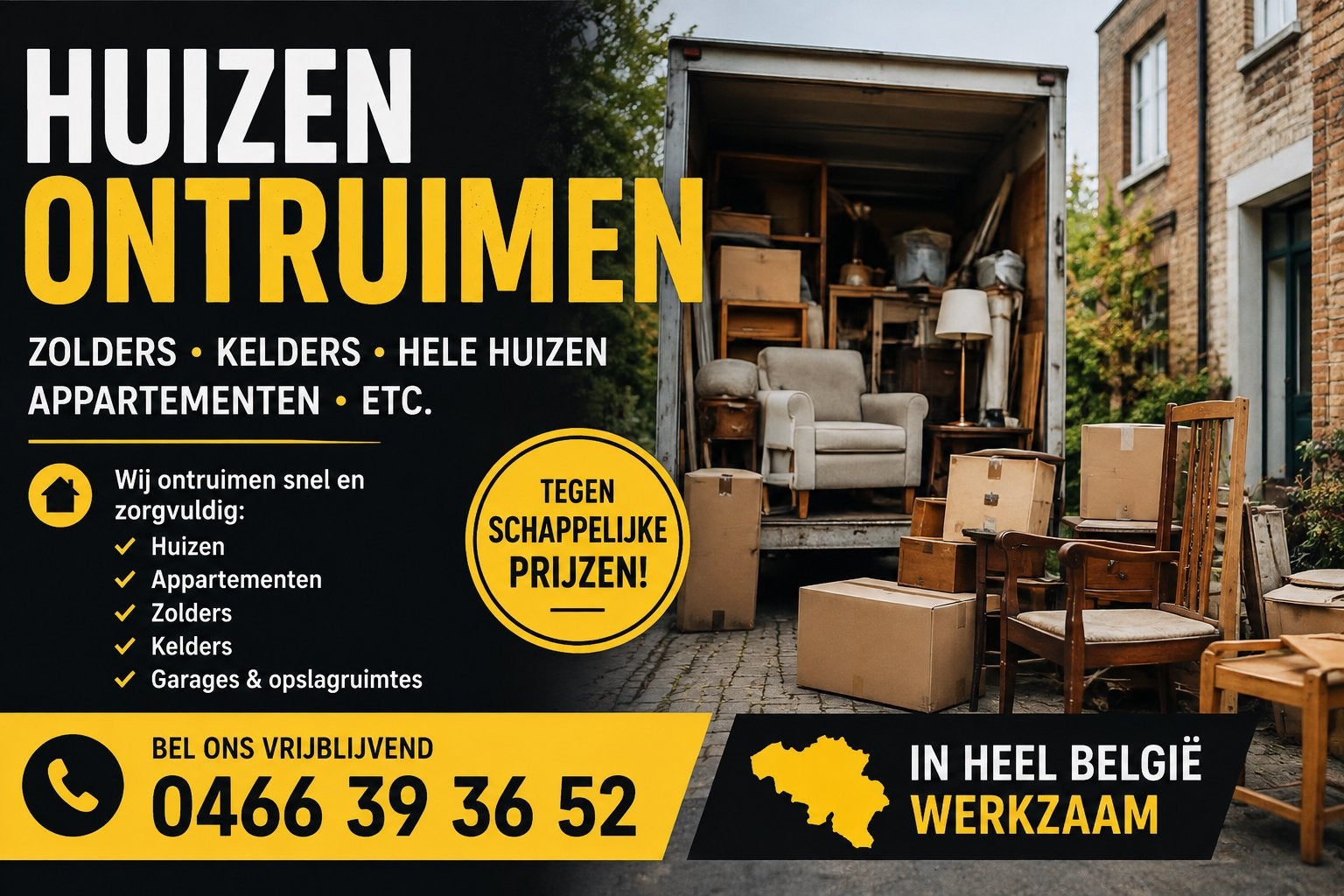 Woning ontruimingen opruimen ontruimen afval afvoeren, Ophalen