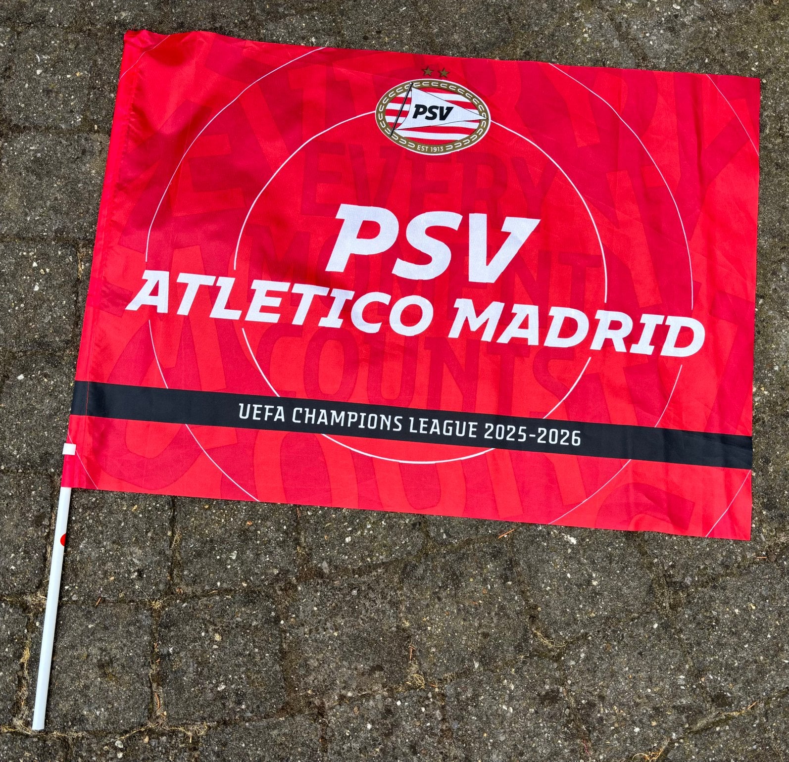 PSV - Atletico Madrid / vlag Champions League 2025-2026, Ophalen of Verzenden, Zo goed als nieuw, PSV