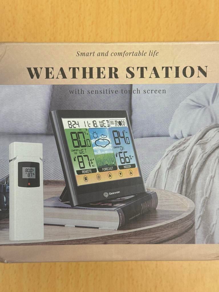 Geevon Smart Weerstation met Touchscreen & Buitensensor, Audio, Tv en Foto, Weerstations en Barometers, Ophalen, Nieuw, Weerstation