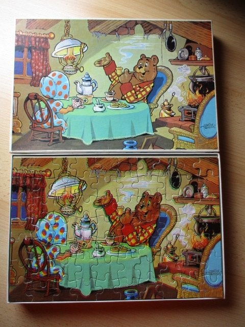 Marten Toonder Ollie B. Bommel puzzel  theedrinken  70 stukj, Ophalen of Verzenden, 500 t/m 1500 stukjes, Gebruikt