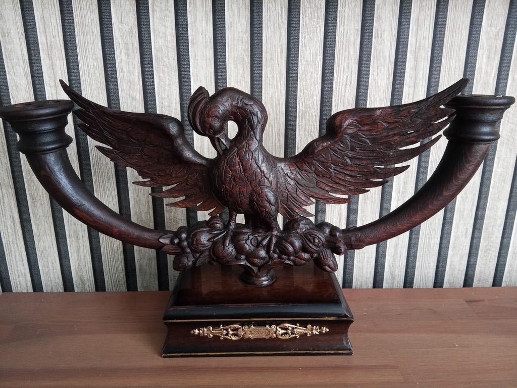 Zwarte Woud Adler Schwarzwalder stijl kandelaar, Antiek en Kunst, Kunst | Beelden en Houtsnijwerken, Houtsnijwerk, Ophalen of Verzenden