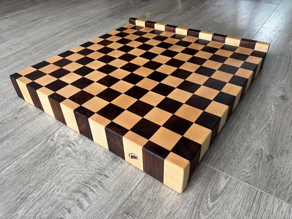 Kops houten snijplank Walnoot/Ahorn/beuk Schaakbord motief, Ophalen of Verzenden, Nieuw