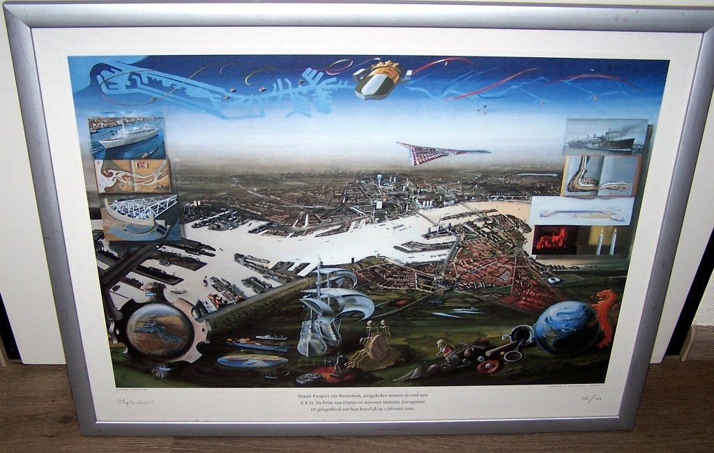 Olphaert den Otter-Zeefdruk - Nieuw Prospect van Rotterdam., Antiek en Kunst, Kunst | Litho's en Zeefdrukken, Zeefdruk, Ophalen of Verzenden