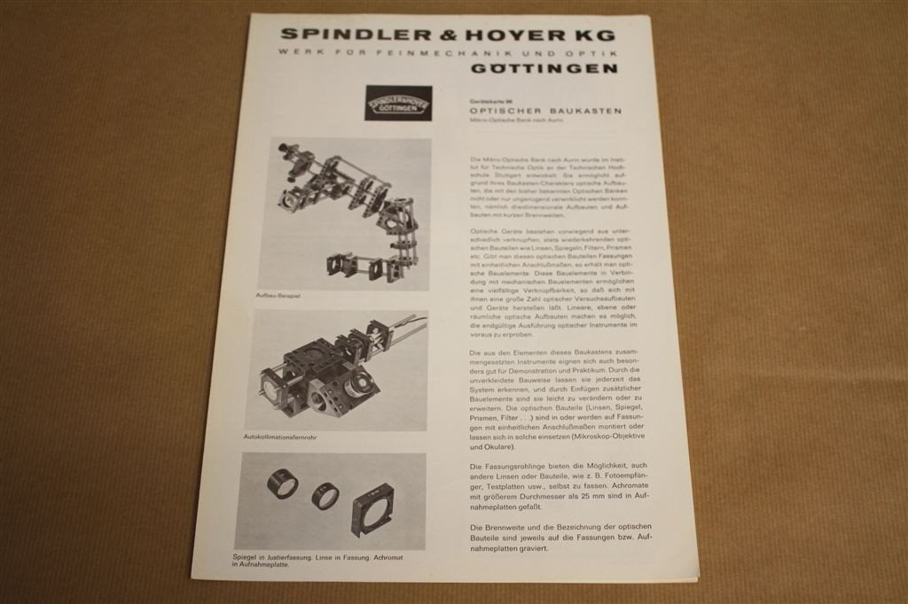 Bouwinstructie optisch apparaat Spindler & Hoyer 1975, Ophalen of Verzenden, Zo goed als nieuw, Bouwkunde