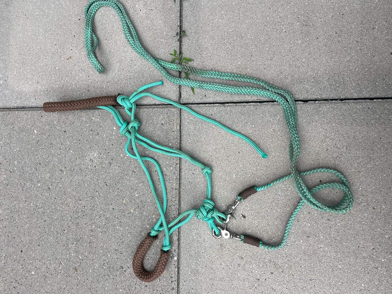 Touwhalster groen maat pony, Gebruikt, Bruin, Halster, Ophalen of Verzenden