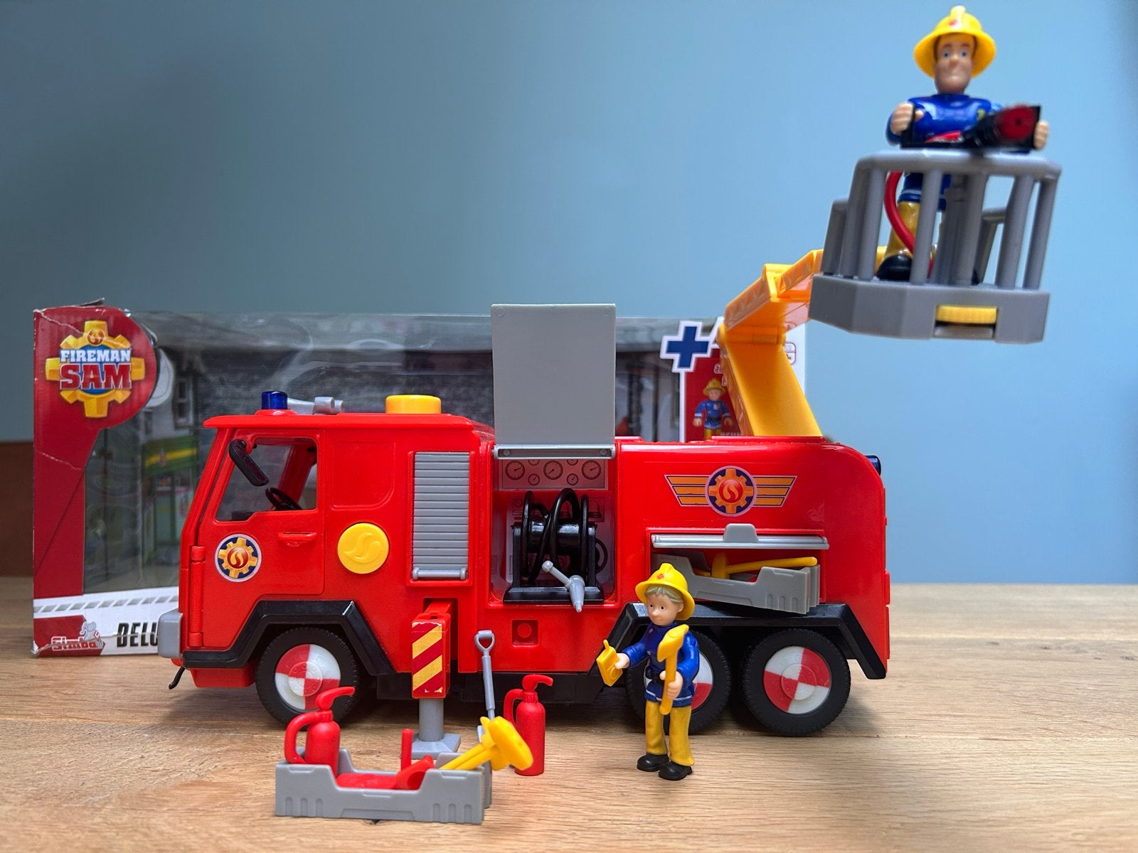 Brandweerman Sam Brandweerwagen ‘Jupiter’ Deluxe Set Simba, Ophalen of Verzenden, Zo goed als nieuw