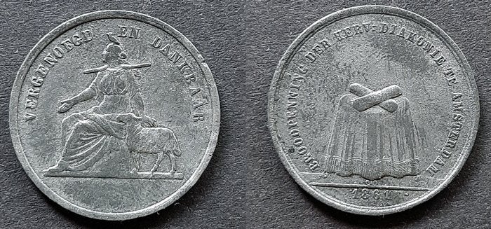 Broodpenning Amsterdam 1861, Postzegels en Munten, Verzenden, Overige materialen, Nederland
