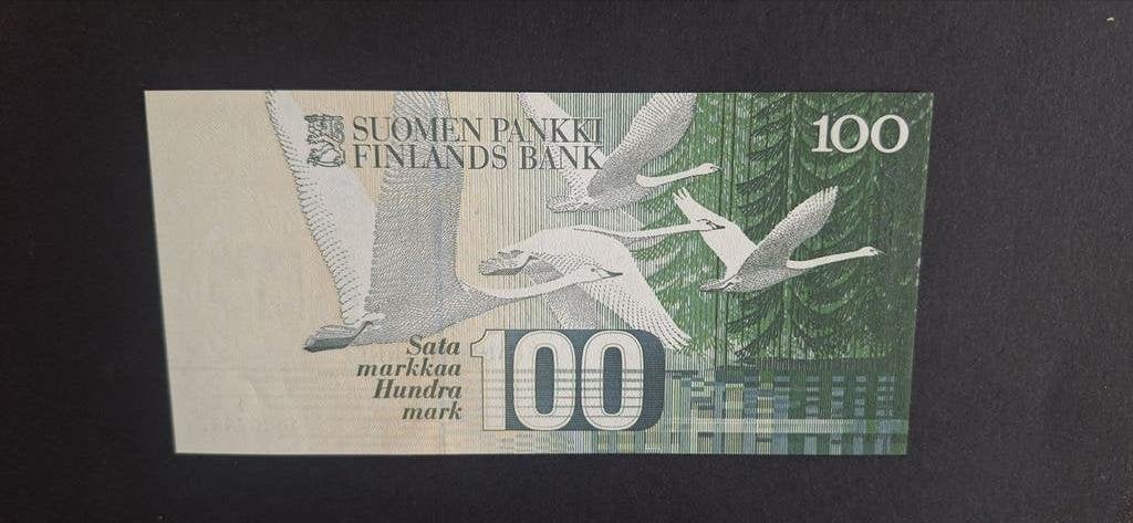 Finland 100 Markkaa 1986  UNC ( Zeer mooi met zwanen erop )., Ophalen of Verzenden, Overige landen