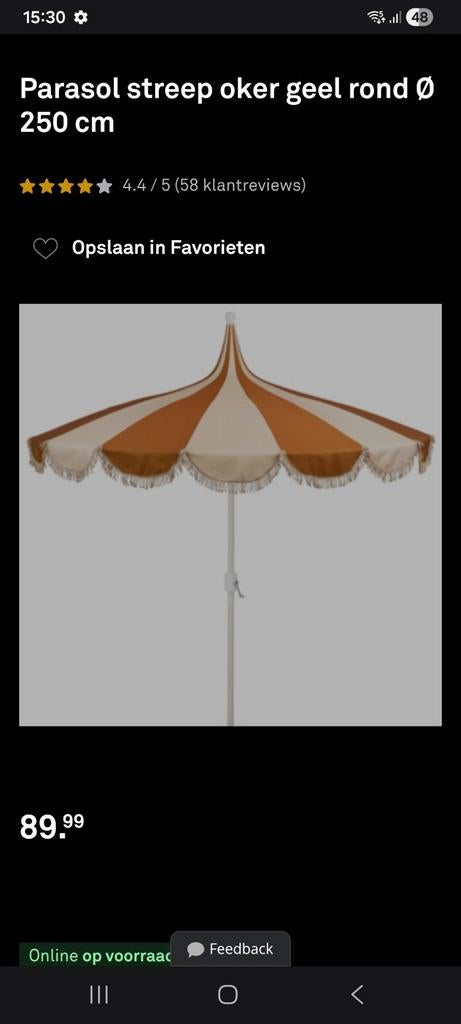 Zgan parasol. Okergeel, Ophalen, Zo goed als nieuw