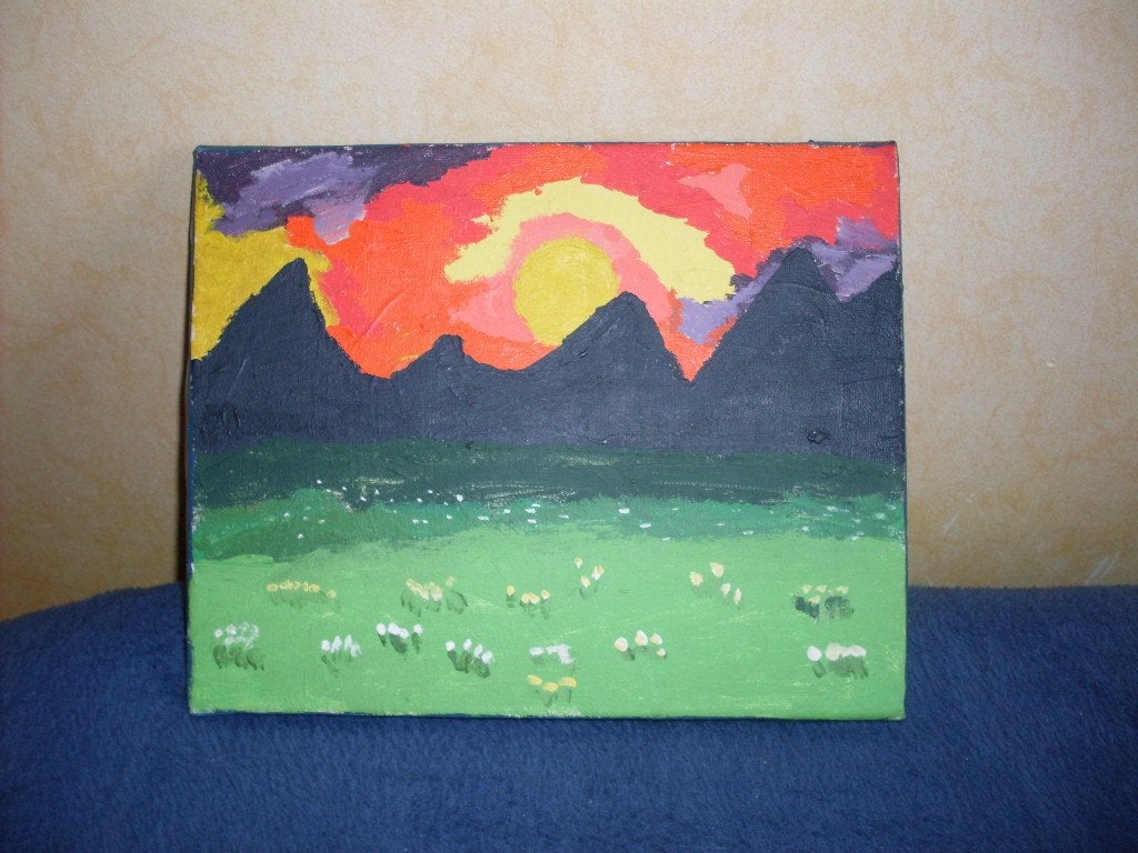 lente schilderij acryl verf op canvas 24x30cm, Ophalen, Acrylverf, Overige materialen, Op houten frame