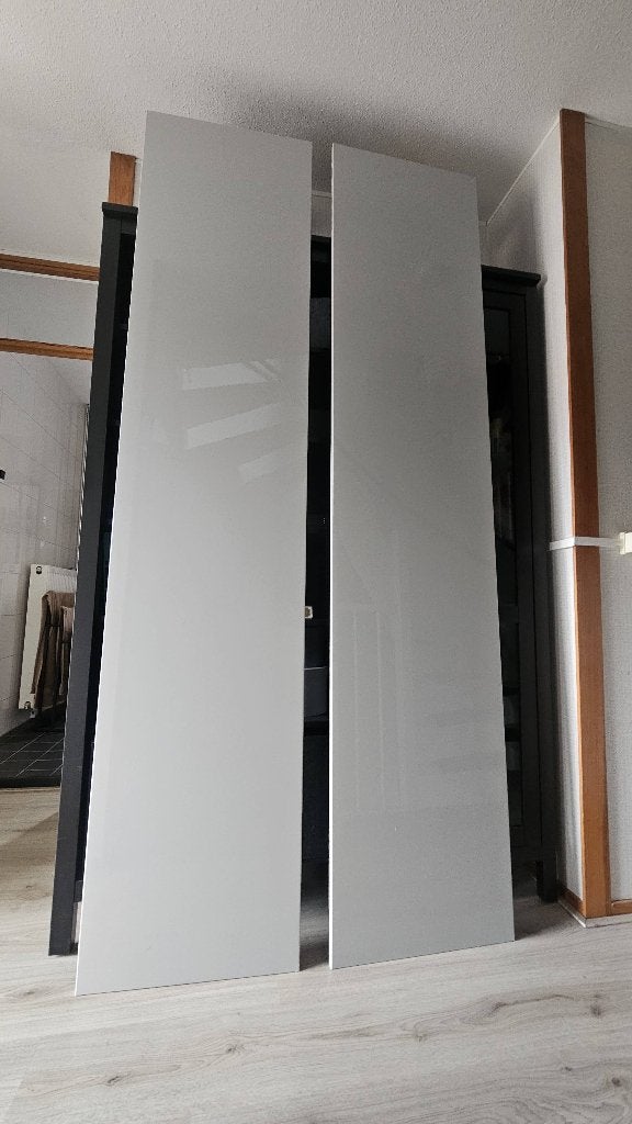 Pax Ikea Fardal deuren hoogglans lichtgrijs, Ophalen, 200 cm of meer, 50 tot 100 cm, Zo goed als nieuw