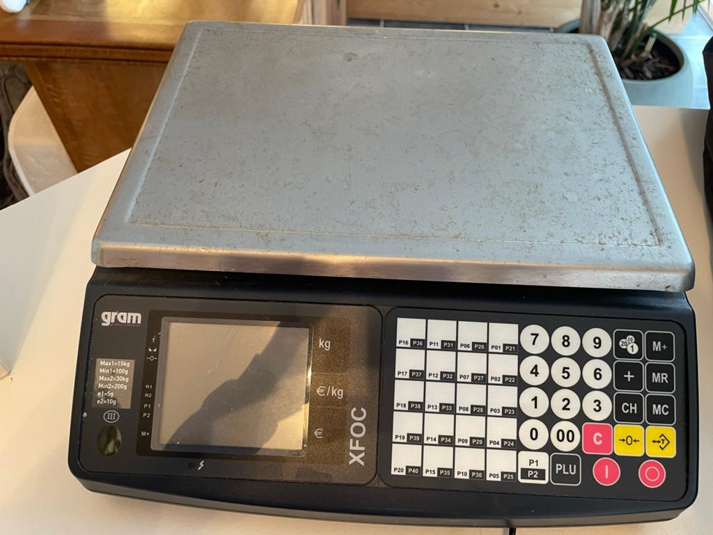 Professionele Winkelweegschaal GRAM XFOC - Slagerij/Winkel, Witgoed en Apparatuur, Weegschalen, Gebruikt, Winkelweegschaal, 1 tot 500 gram