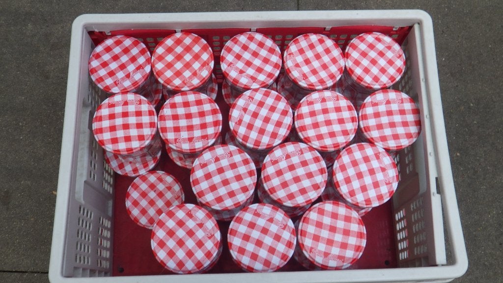 33  glazen potten voor jam inmaak, Ophalen, Pot, Bus of Blik, Overige merken, Glas