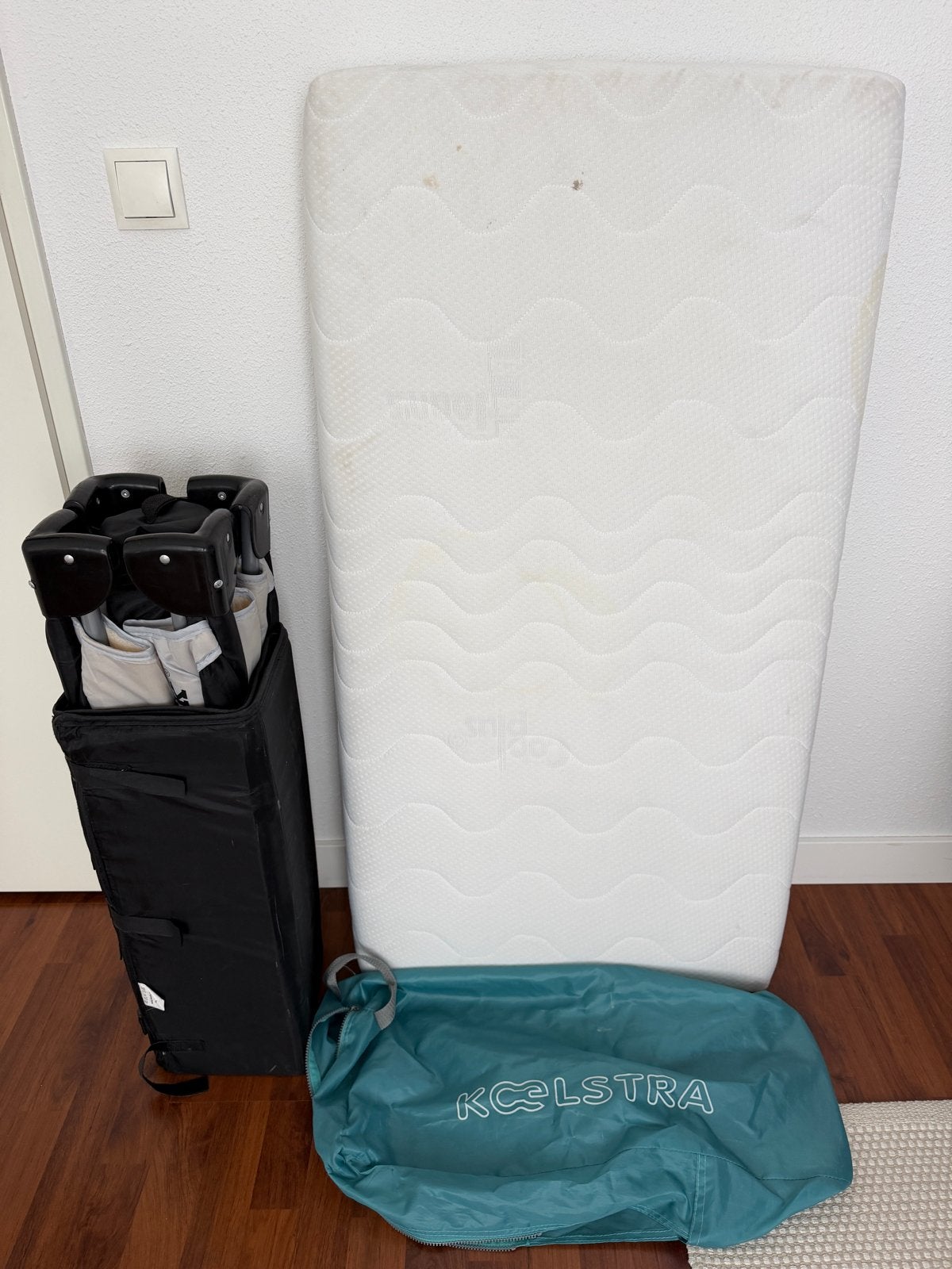 Opvouwbaar Kinderbedje met Matras en Draagtas, Ophalen, Zwart, 190 cm of minder, Stof