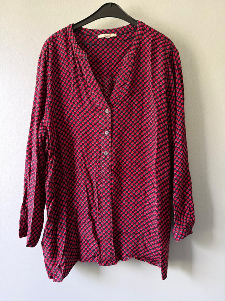 Esprit Danes Blouse met Rood Zwart Blauwe Print Maat 46, Ophalen of Verzenden, Zo goed als nieuw, Maat 46/48 (XL) of groter, Blauw
