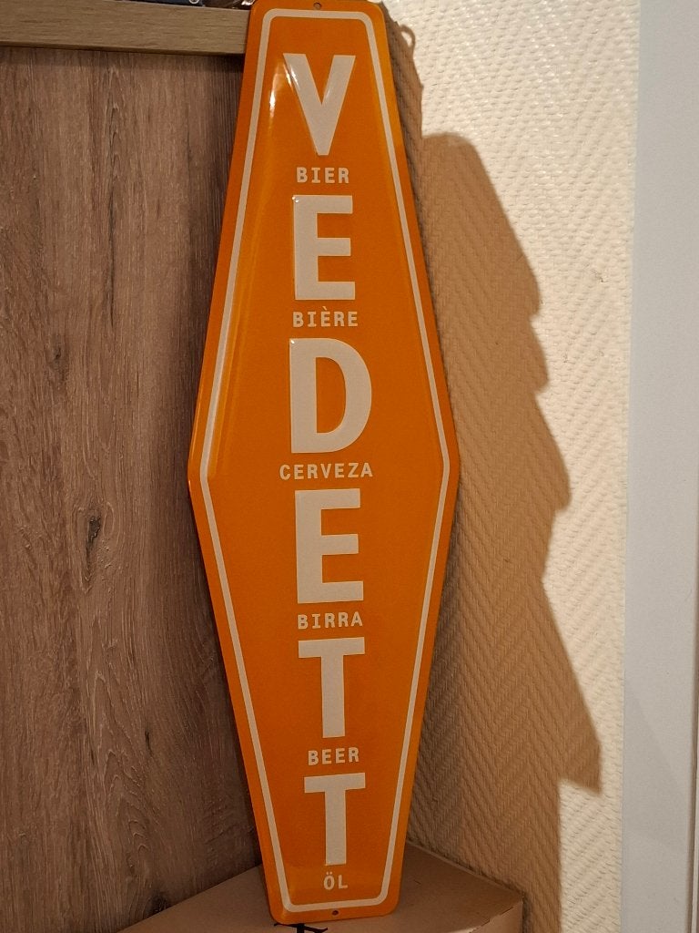 Emaillebord Vedett oranje, Ophalen of Verzenden, Nieuw, Reclamebord, Plaat of Schild, Overige merken