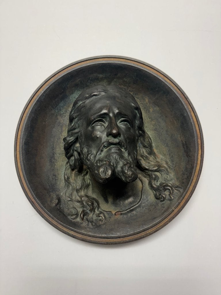 Antiek wandreliëf / plaquette Christus hoofd, Antiek en Kunst, Ophalen