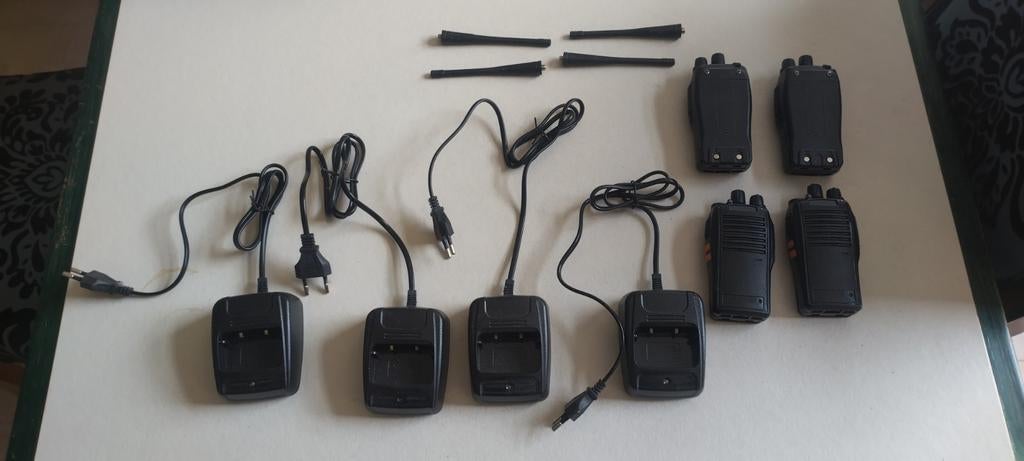 4x Portofoon Set met Opladers en Accessoires, Gebruikt, Ophalen of Verzenden, Portofoon of Walkie-talkie, Met broekklem