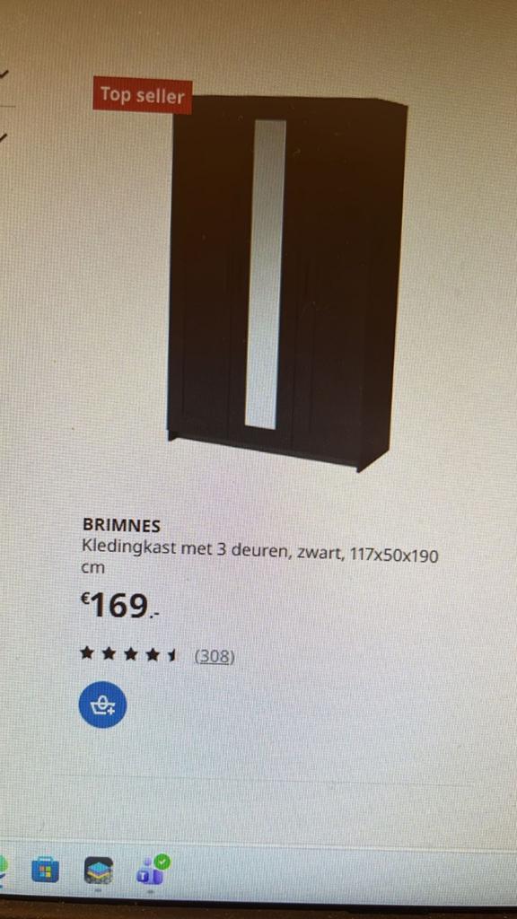 Nieuwe BRIMNES Kledingkast met 3 deuren, zwart, Huis en Inrichting, Kasten | Kledingkasten, Met deur(en), 100 tot 150 cm, Nieuw