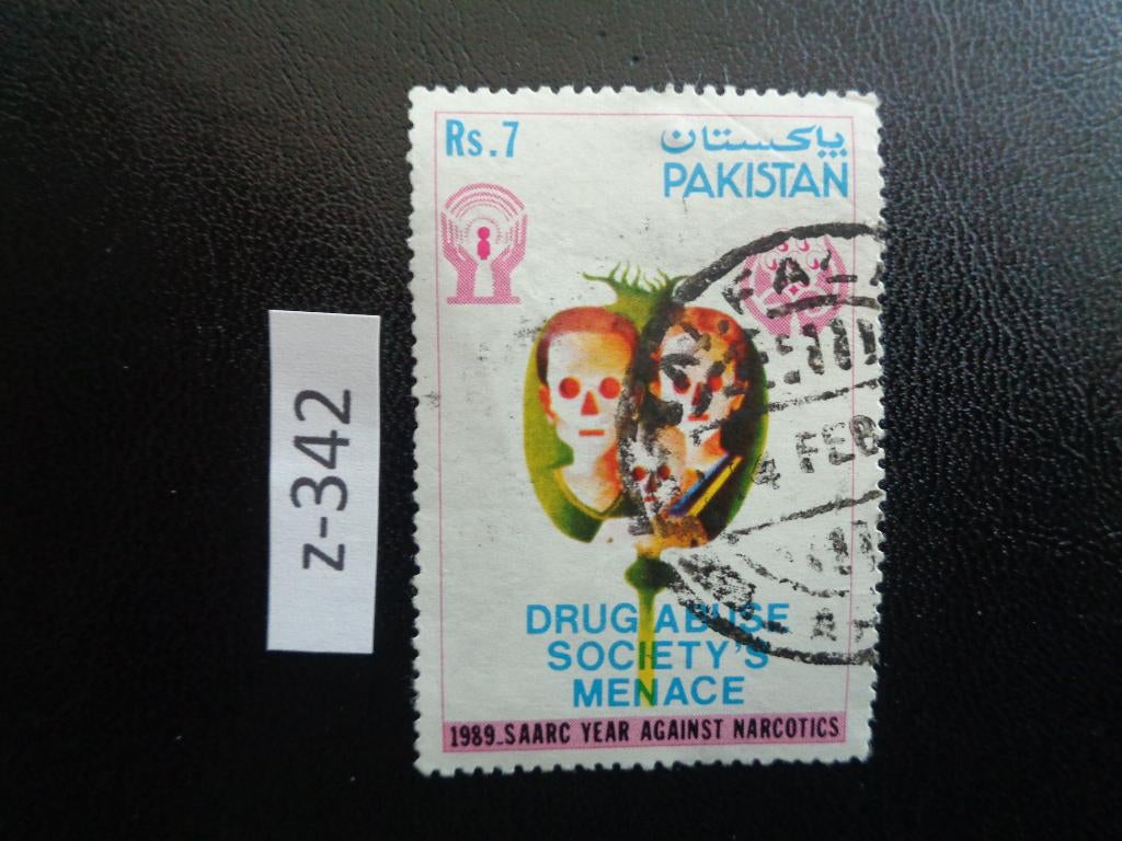 pakistan - campagne tegen drugs 1989 (z-342), Ophalen of Verzenden, Gestempeld, Zuid-Azië