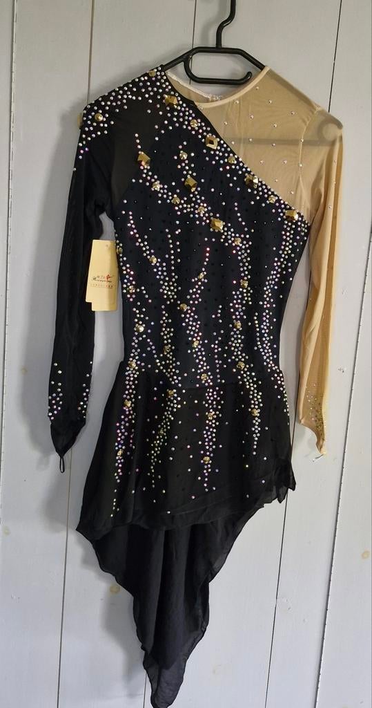 Kunstschaats jurkje wedstrijd pakje mt.S zwart goud, Kleding | Dames, Sportkleding, Nieuw, Zwart, Ophalen of Verzenden