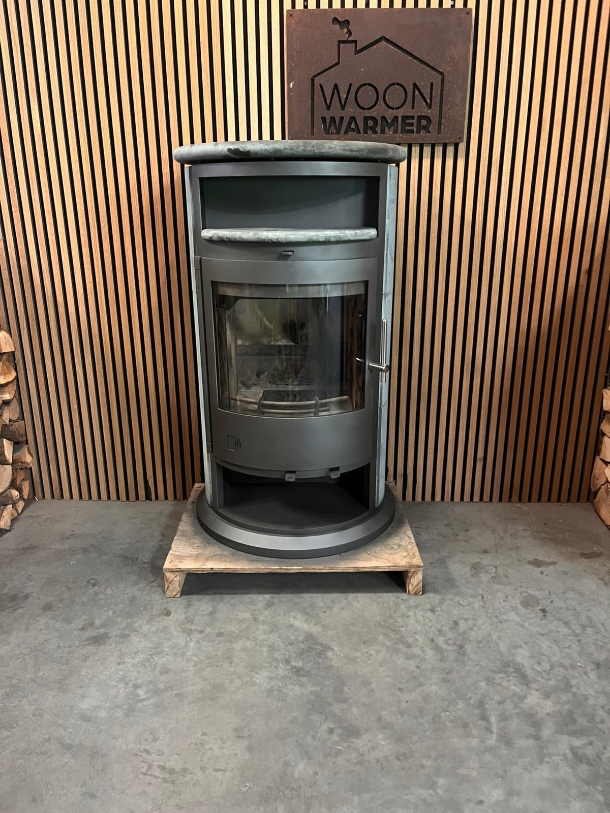 26083 Zware Speksteenkachel Drooff Varese 7kw, Ophalen, Info@woonwarmer.nl, Gebruikt, Houtkachel