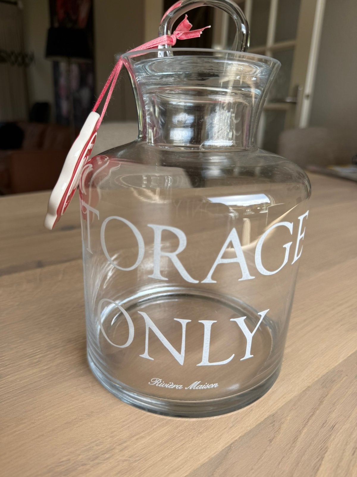Rivièra Maison glazen voorraadpot “Storage Only”, Huis en Inrichting, Ophalen of Verzenden, Voorraadpot, Wit, Riviera Maison