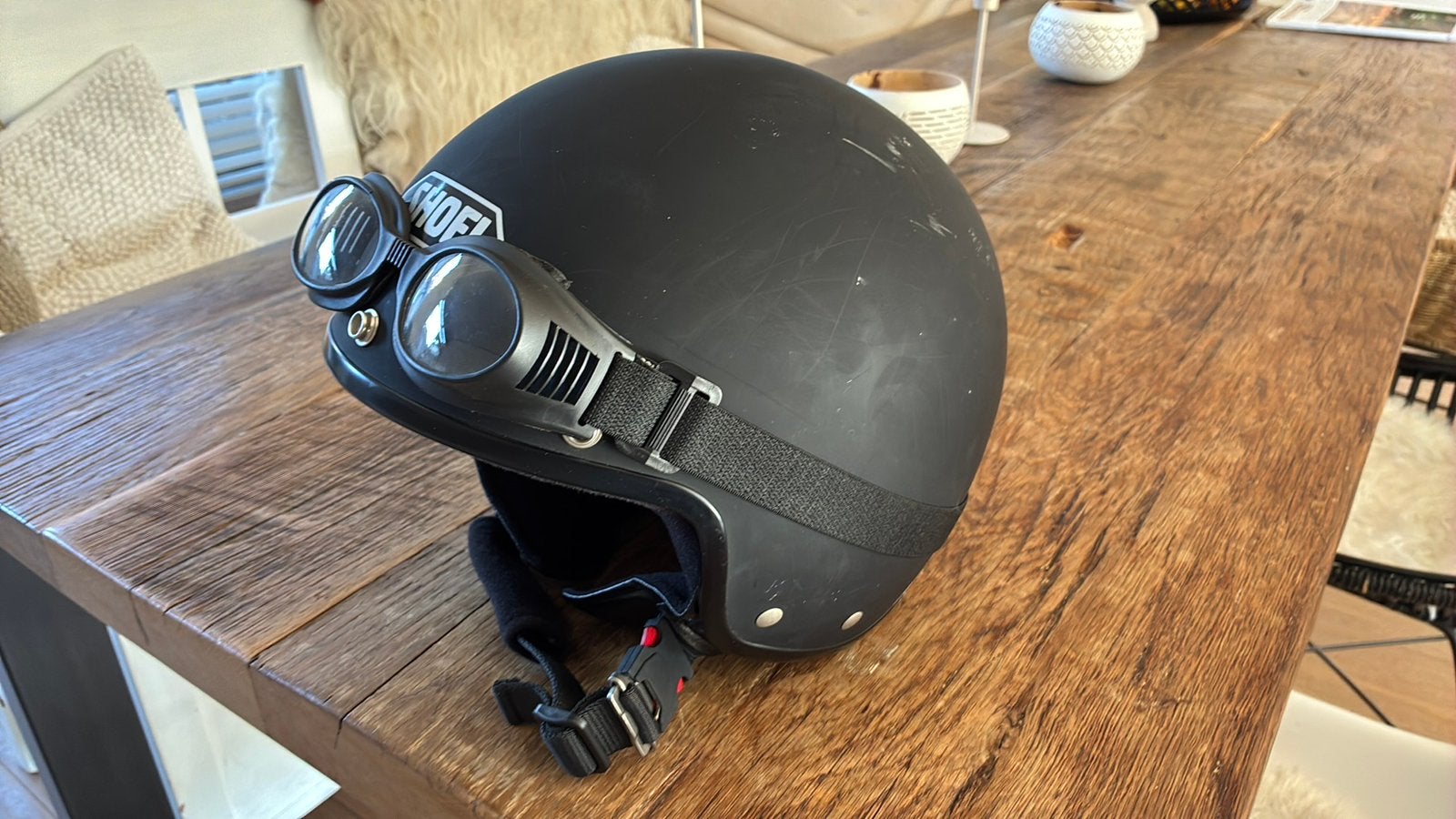 Scooter helm met piloten bril, Ophalen of Verzenden, Zo goed als nieuw, Large