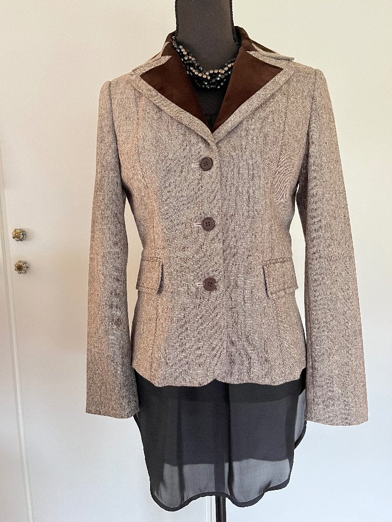 Mills Woman wollen blazer maat 36, Bruin, Verzenden, Zo goed als nieuw, Jasje