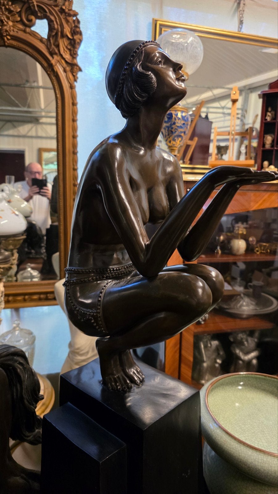 zeer groot antiek bronzen Art Deco beeld 100 cm, Antiek en Kunst, Kunst | Beelden en Houtsnijwerken, Ophalen