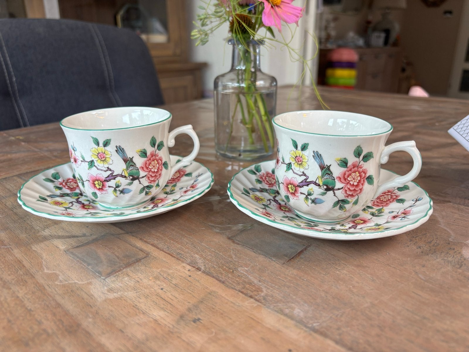 Vintage Old Foley James Kent 'Chinese Rose' kop en schotel, Antiek en Kunst, Ophalen of Verzenden