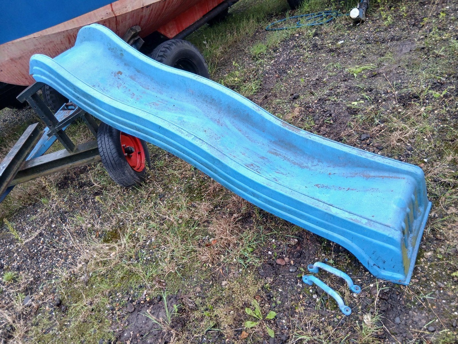 Blauwe golfglijbaan met handvatten - Gebruikt, Ophalen, Gebruikt, Glijbaan